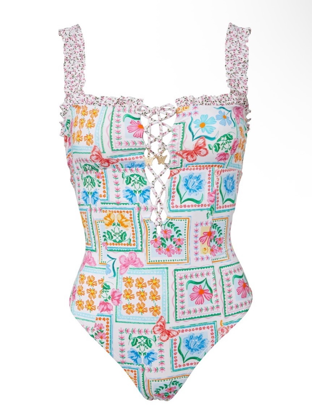 Jessica Simpson Women's Multi Tie Front One-Piece Swimsuit